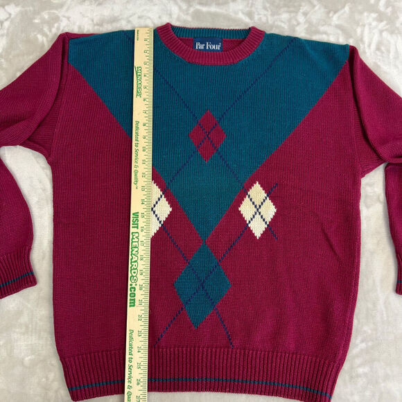 VTG Par Four Sweater Mens Medium Tall Colorful Argyle Crewneck Pullover Grandpa - Picture 5 of 10